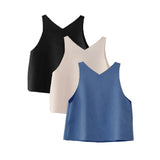 Top Cleo Pack x 3 - Negro, Marfil y Azul claro